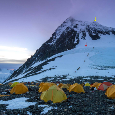 glaciers near the summit